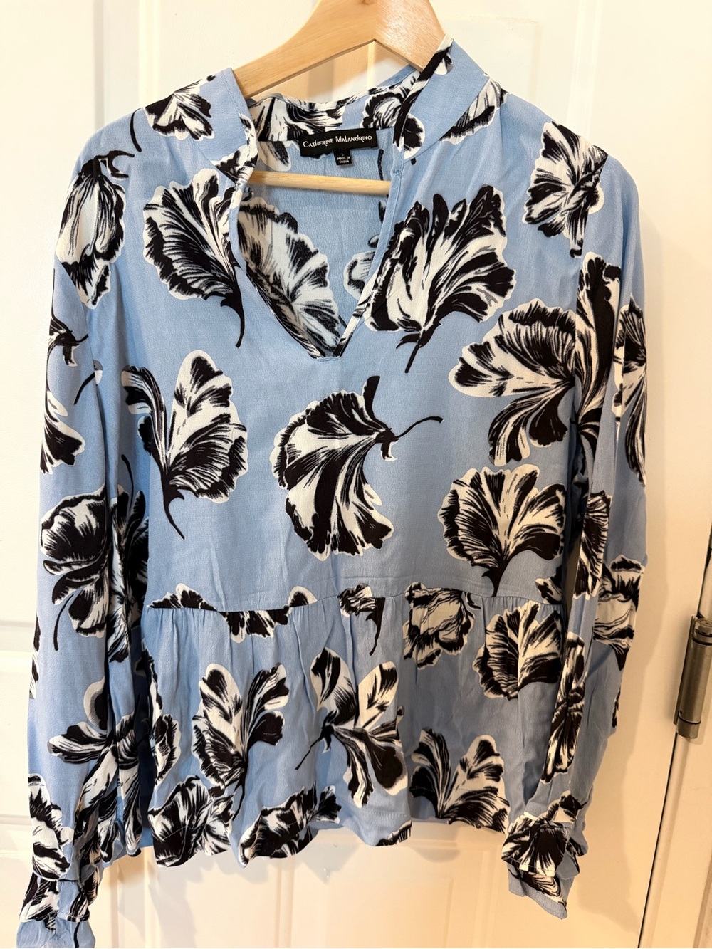Catherine Malandrino Light Blue Floral Peplum